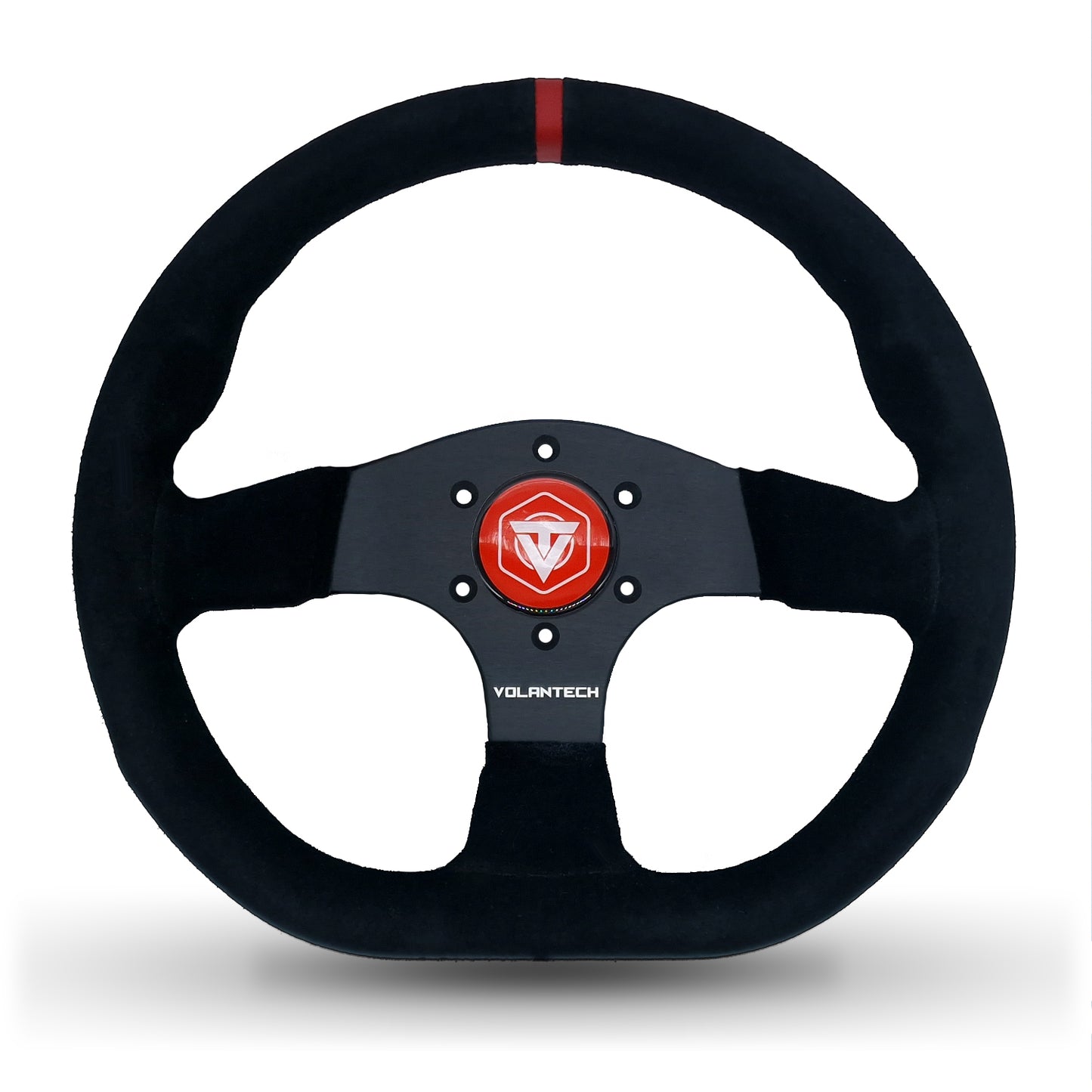 Volantech Duo Red Flat Bottom 330mm Suede Racing Steering Wheel