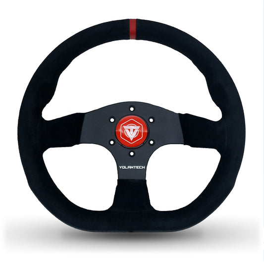 Volantech Duo Red Flat Bottom 330mm Suede Racing Steering Wheel